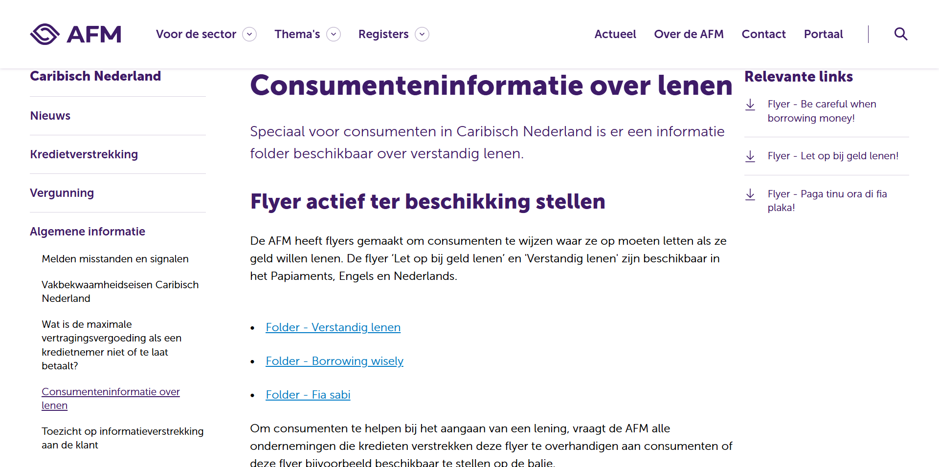 Consumenteninformatie over lenen www.afm .nl